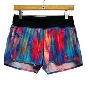 Nike Women Dri-Fit Lined Running Shorts‎ Rainbow Pocket Comfort Waist Size XS